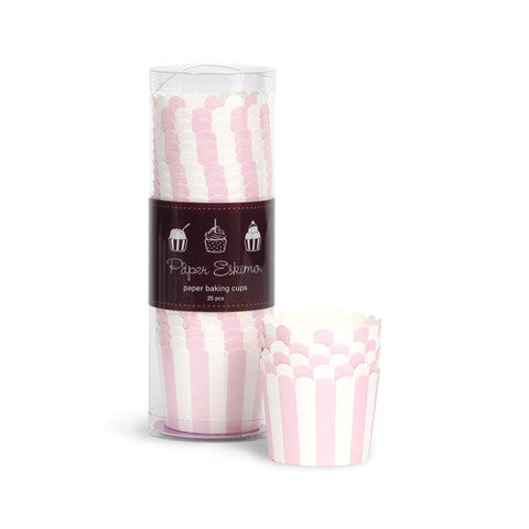 Baking Cups - Pink Marshmallow Stripes