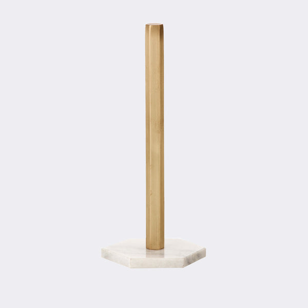 Hexagon Brass & Marble Paper Towel Stand