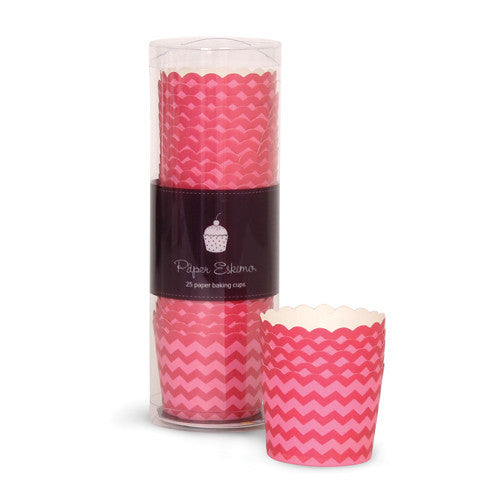 Baking Cups - Pink Floss Chevron